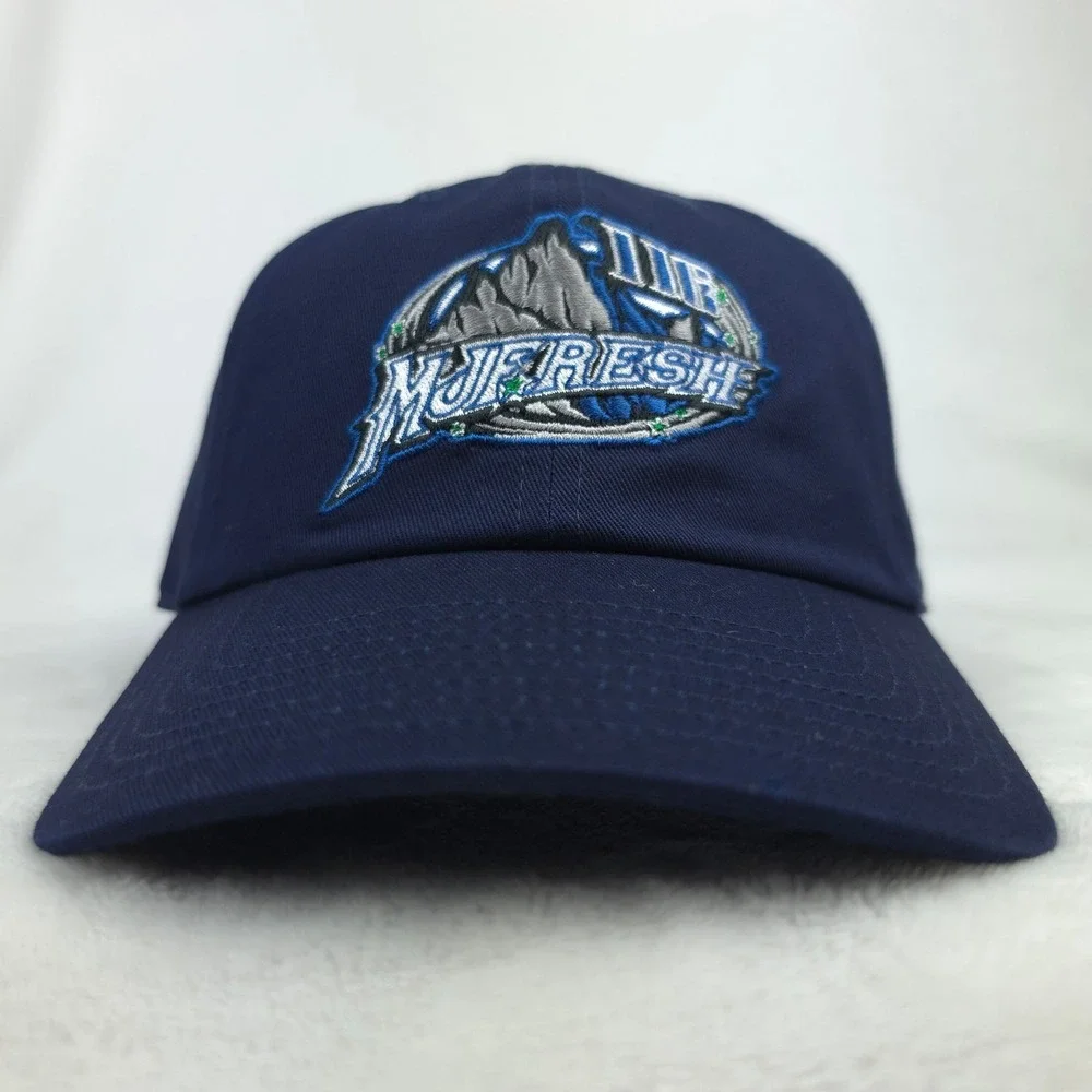 MJ Fresh Gang Mitchell & Ness Dad Hat Cap Embroidery Logo Side Logo Navy New